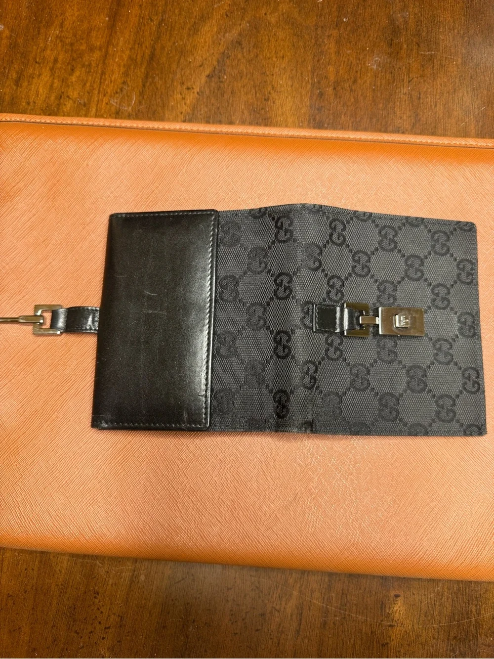 Gucci Vintage Hasler Horsebit Wallet Black GG Monogram Canvas